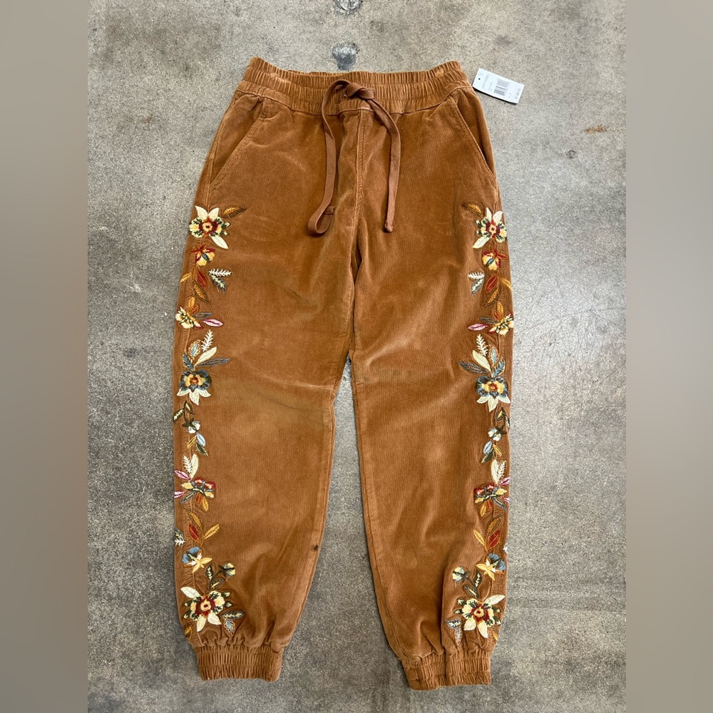 DRIFTWOOD camel / brown Corduroy Jogger Pants with beautiful embroidery on sides - Picture 13 of 13